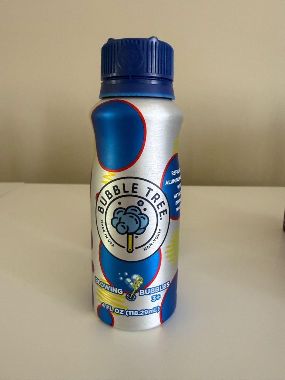 Kids Blue Bubble Solution Bottle - Non-Toxic Blowing Bubbles
